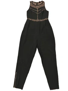 MaterialGirl Animal Print Black Leopard Cheetah Jumpsuit Womens Size XL - Picture 1 of 7