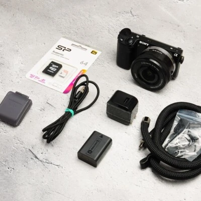 [English OK] Sony Alpha NEX-5R Mirrorless Camera Lens Kit 16-50mm Black From JP - Image 1 of 4