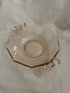 Vintage 8-1/2” Fostoria Pink Depression Glass Dish W/Bow Handles -FREE SHIPPING - Bild 1 von 8