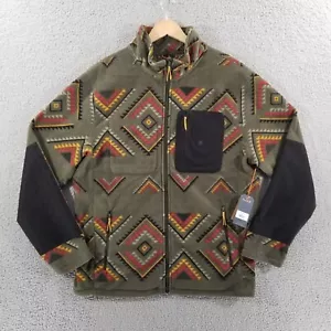 Roark Fleece Adult XL Green Manawa Tapu Maori Tribal Full Zip Outdoor Aztec - Picture 1 of 18