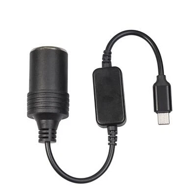 USB C to 12V Cigarette Lighter Adapter Black USB C Male to 12V Adapter 5.9ft - Image 1 of 4