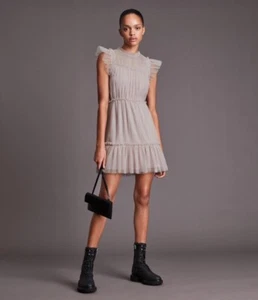 Allsaints Dress Metallic Nude Pink UK 10 GREAT CONDITION - Picture 1 of 2