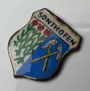 Dije colgante retro de plata de ley 925 Sonthofen Alemania esmalte cresta sin bucle - Imagen 1 de 9