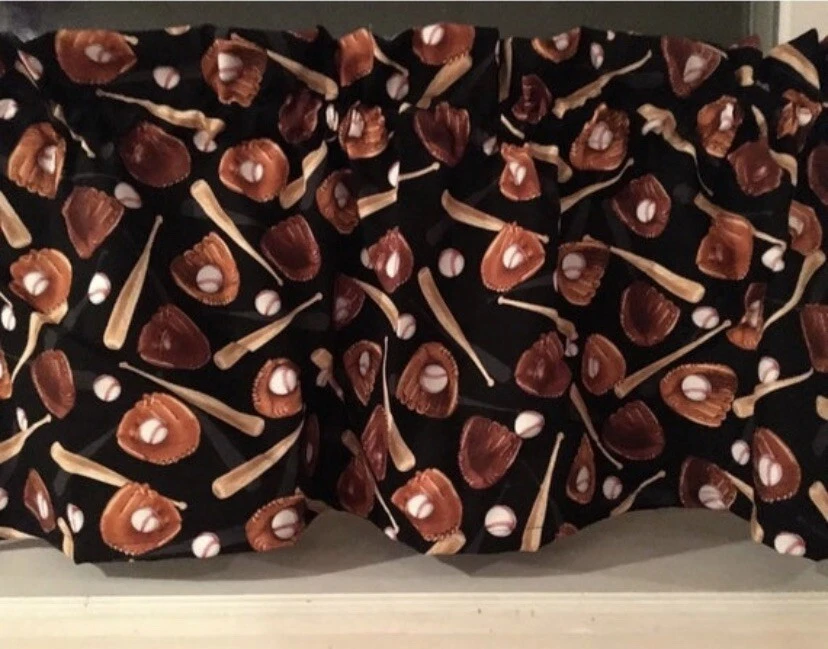 Бейсбольные биты перчатки мячи спортивный балдахин занавеска 42x12 оконное покрытие - Изображение 1 из 1