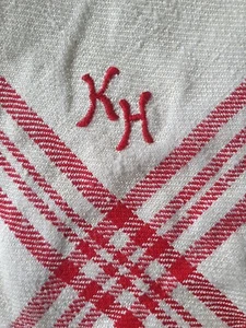 1 Vintage Aussteuer Geschirrtuch mit Monogramm K.H. , Größe 74 x 56 cm - Bild 1 von 3