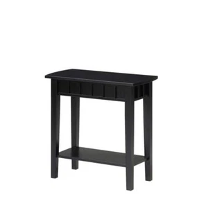 Convenience Concepts End Table 24"x12" Slightly Curved Edges Wood Black w/ Shelf - Picture 1 of 5
