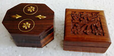 Caja de madera tallada a mano con incrustaciones de latón, baratija de...