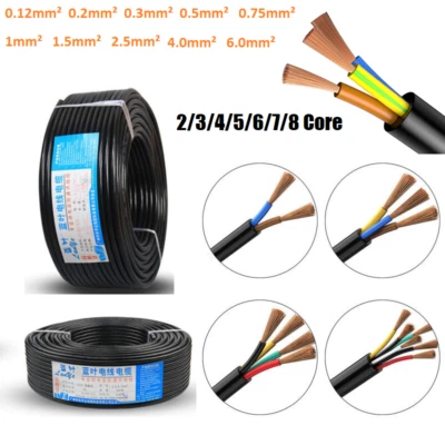 2 ~ 8 Core Flexible Electrical Cable Copper Wire PVC Insulation 0.12mm² - 6.0mm² - Image 1 of 4