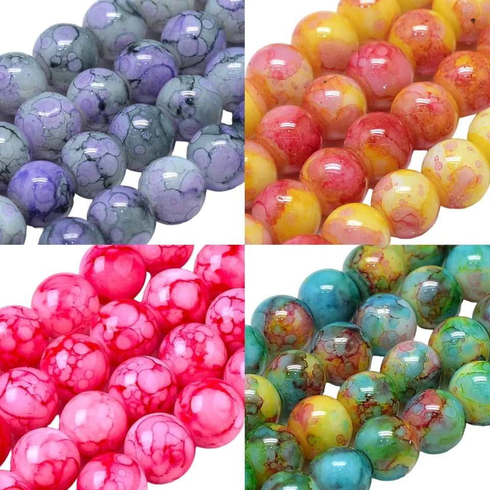 ❤ 100 x Glass SWIRL Marble Spacer Beads CHOOSE 8mm Make Jewellery/Bracelets etc❤ - Image 1 of 1