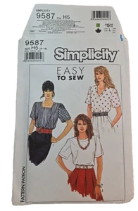 Simplicity 9587 Easy Blouse Shirt Top Sewing Pattern Misses Size 6 - 14 UNCUT - Picture 1 of 3