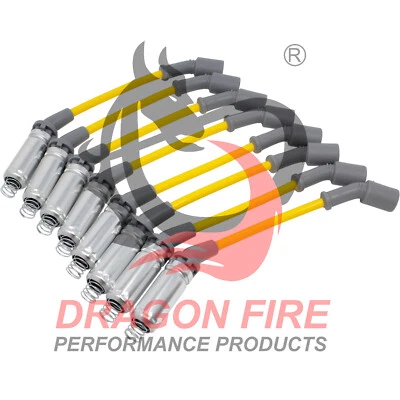 Juego de cables de bujía Dragon Fire Performance amarillo de 8 mm para Chevy LS V8 1999-2019 Foto 1 de 4