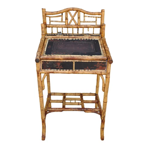 19th Century Lacquered Bamboo Secretary Desk Cover