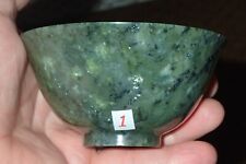 98mm Chinese mottled Transparent Green Jade Bowl 19TH-20TH Century A.D #1/2