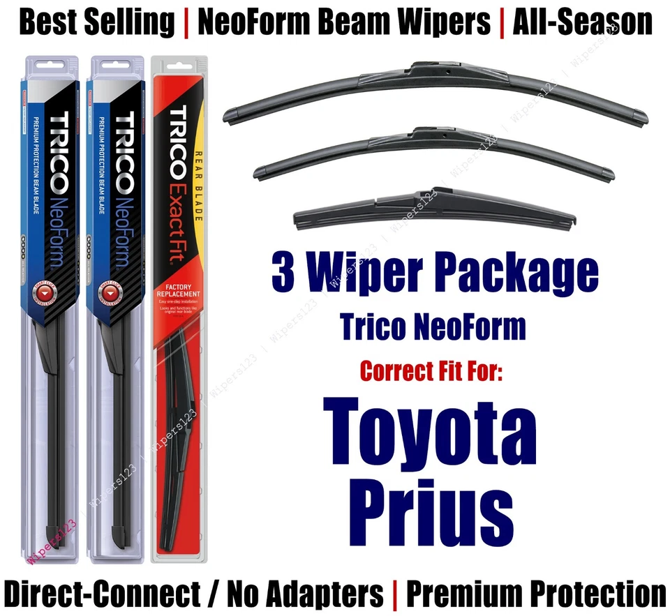 3-Pack Wipers Front & Rear NeoForm fit 2012+ Toyota Prius V - 16260/190/11A - Image 1 of 1