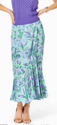 Falda Midi Lilly Pulitzer Pequeña Britney Púrpura Iris Imitación Envoltura Nueva con Etiquetas $138 Foto 1 de 4