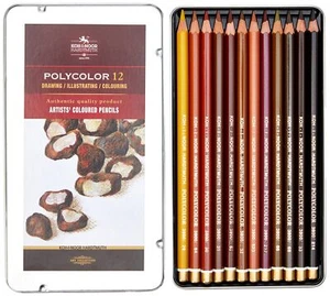 Polycolor Brown Line Artist's Coloured Pencils Set of 12 Professional Drawing - Picture 1 of 3