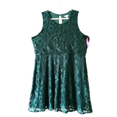 NWT Xhilaration Womens Green Sleeveless Lined Lace Shift Dress Size XXL - Image 1 of 4
