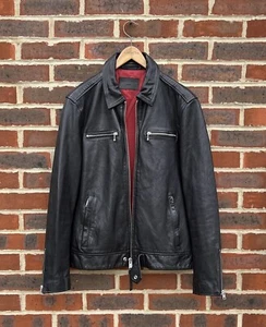 Chaqueta de bombardero de cuero All Saints para hombre MAYA Trucker GRANDE negra motociclista AllSaints - Imagen 1 de 7
