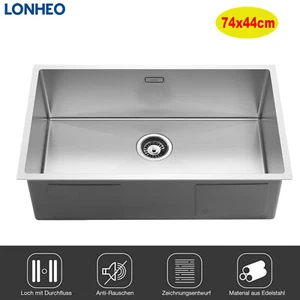 Fregadero empotrado Fregadero de cocina Acero inoxidable Fregadero Fregadero con juego de desagüe 74x 44 cm - Imagen 1 de 12