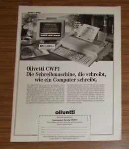 Seltene Werbung OLIVETTI CWP1 Word Processor Schreibsystem Textcomputer 1989 - Picture 1 of 1