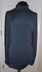 Soft Surroundings Womens Top L Gray Grey Blouse Light Weight Turtleneck Rouched - Picture 1 of 8