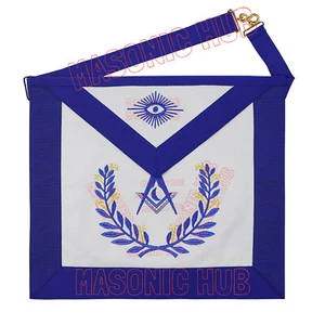 Delantales Masonic Regalia Blue Lodge Jr. Diacon piel de cordero - LOGOTIPO BORDADO A MÁQUINA - Imagen 1 de 5