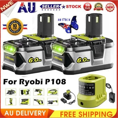 18V 6.0Ah Lithium Ion Battery For Ryobi One Plus P108 P107 P102 P780 & Charger - image 1 of 4