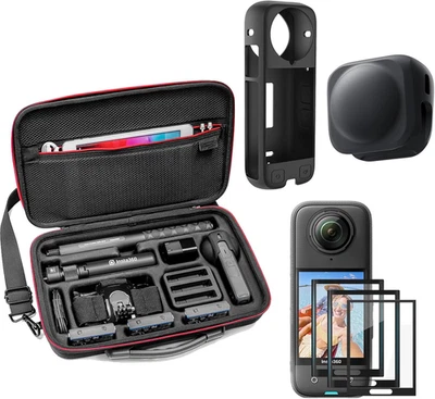Carrying Case for Insta360 X4 Accessories, Tempered Glass Screen Protectors (3 P