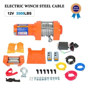 3500Ibs Electric Winch 12V Steel Cable ATV UTV Winch Towing Truck - Picture 1 of 12