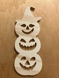 Holz Jack-o-Laterne mit Hut 9 x 3,5 cm - unvollendet - Bild 1 von 2