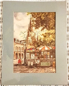 KNUT KEN ENGELHARDT New Orleans St Louis Cathedral 8,5x11" Passepartout Druck Wandkunst - Bild 1 von 5