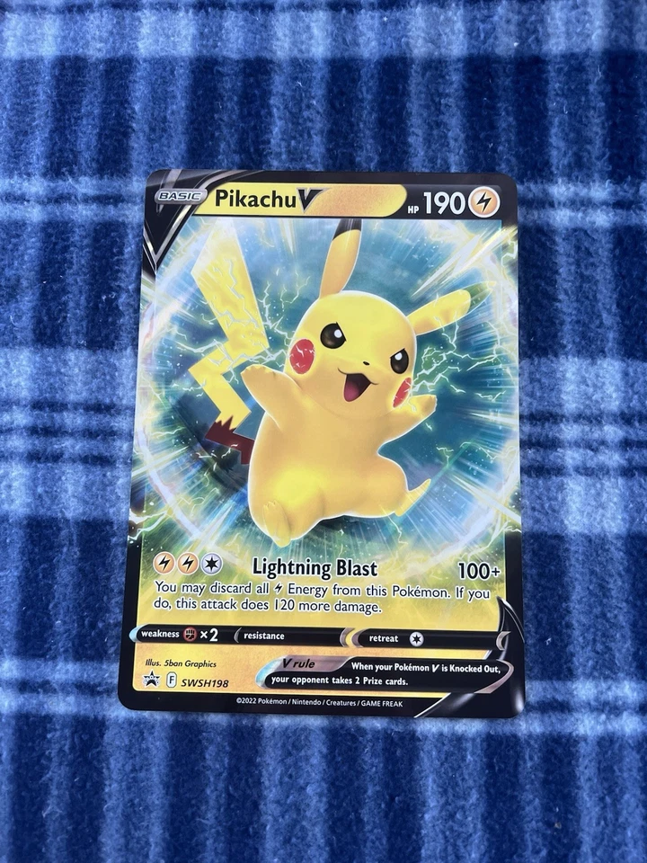 PIKACHU V Black Star Promo POKEMON Jumbo Large Foil 2022 Trading Card SWSH198 - Image 1 of 2