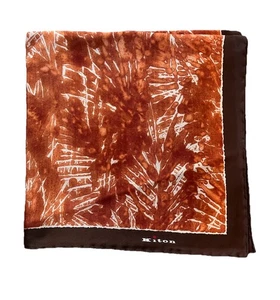 NWOT Kiton Pocket Square – Brown With Orange 15x15 100% Silk - Picture 1 of 4