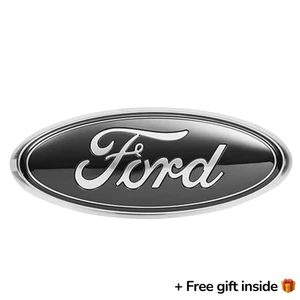 BLACK 9" Ford Oval Emblem Badge Rear Tailgate F-150 F-250 Ranger Flex w/o Camera - Picture 1 of 11