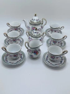 Child’s Porcelain Play Tea Set “Limoges” Style 15 Piece Full Set - Picture 1 of 15
