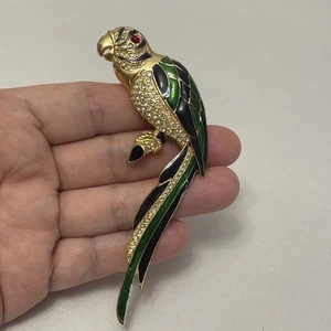 ENAMEL RHINESTONE PARROT PIN - Bild 1 von 4