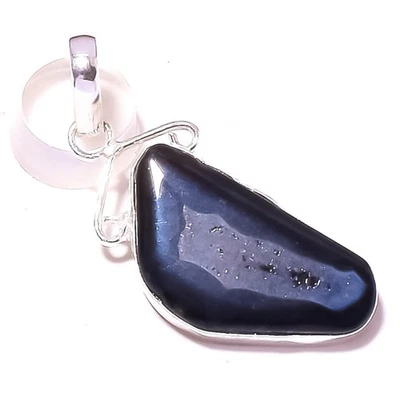 Colgante de joyería de aniversario hecho a mano con piedras preciosas de ágata negra de Botsuana 2,1" g897 Foto 1 de 2