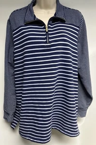 Lands' End Damen Gr. XLP gestreift Drifter 1/4 Zip Pullover Sweater Strick Oberteil - Bild 1 von 9