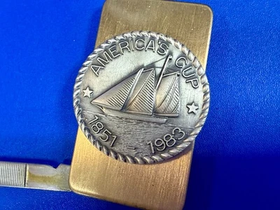 America's Cup Sailing Competition 1851-1983 Gold Tone VTG Money Clip Bill Holder - Image 1 of 4