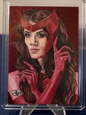 2020 Marvel Masterpieces Scarlett Witch Sketch Artist Ash Gonzales #1/1 AP - Image 1 of 2