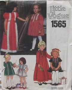 Vintage 70er Little Vogue 1565 Mädchen Gr. 6 Pin Biesen Mieder Kleid Kleid Muster UNCT - Bild 1 von 2