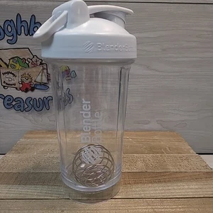 Botella de agua transparente BlenderBottle 24 oz Pro24 Fitness Health con tapa blanca EXCELENTE - Imagen 1 de 5