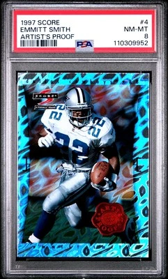 1997 Score Emmitt Smith ARTIST'S PROOF PSA 8 NM-MT #4 Dallas Cowboys - Image 1 of 4