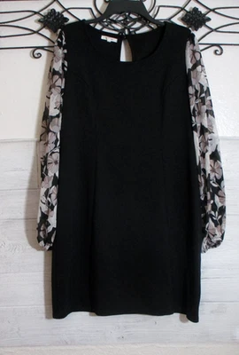 Maurices Knit Dress Womens Size S Black Floral Long Sleeve Round Neck - Image 1 of 4