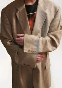 Brooks Brothers Men’s 50L Brown Houndstooth Silk Wool Sport Coat Blazer Italy - Picture 1 of 15