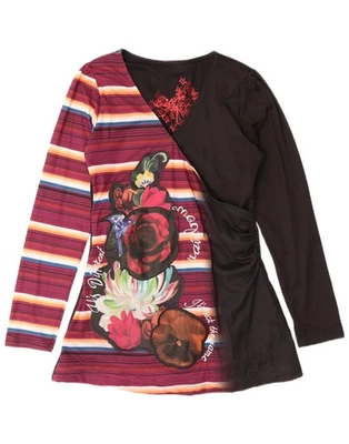 DESIGUAL Mujer Gráfico Top Manga Larga Reino Unido 12 Mediano Multicolor Floral AI05 Foto 1 de 3