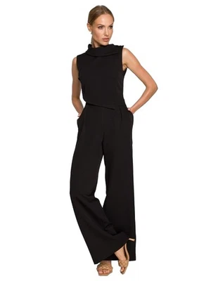 Made of Emotion Damen Overall M702 eleganter Jumpsuit, schwarz - Bild 1 von 4