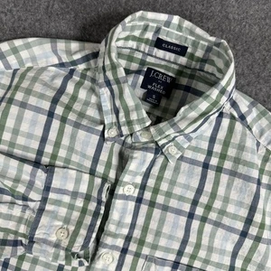 J.Crew Classic Flex Washed Mens Shirt Size S Plaid Green Blue Button Down - Picture 1 of 7