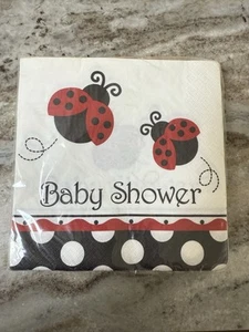 Ladybug Fancy Baby Shower Napkins 16 Pack Supplies Decorations - Picture 1 of 2