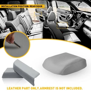 Cubierta de panel de reposabrazos de puerta trasera gris de cuero 3/6x + revestimiento de tapa de consola para Honda Pil - Imagen 1 de 24